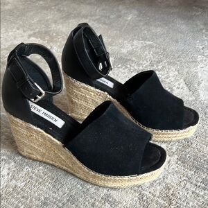 Steve Madden Black Wedge Sandals